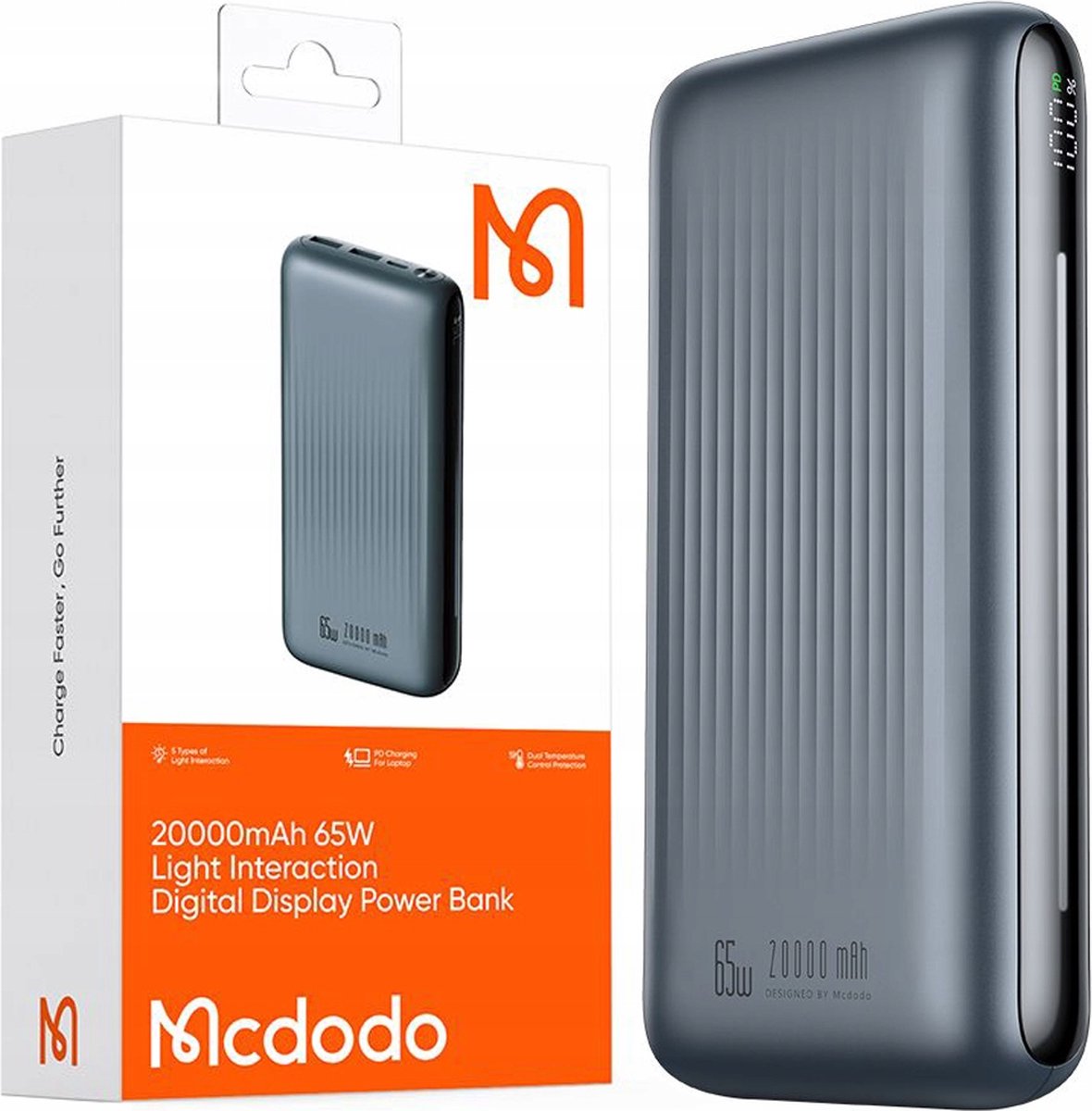 Mcdodo Digital Display 20000mAh 65W Power Bank /. بوربانك بشاشة رقمية ( 20000 ميلي أمبير) وقدرة (65واط) من مكدودو