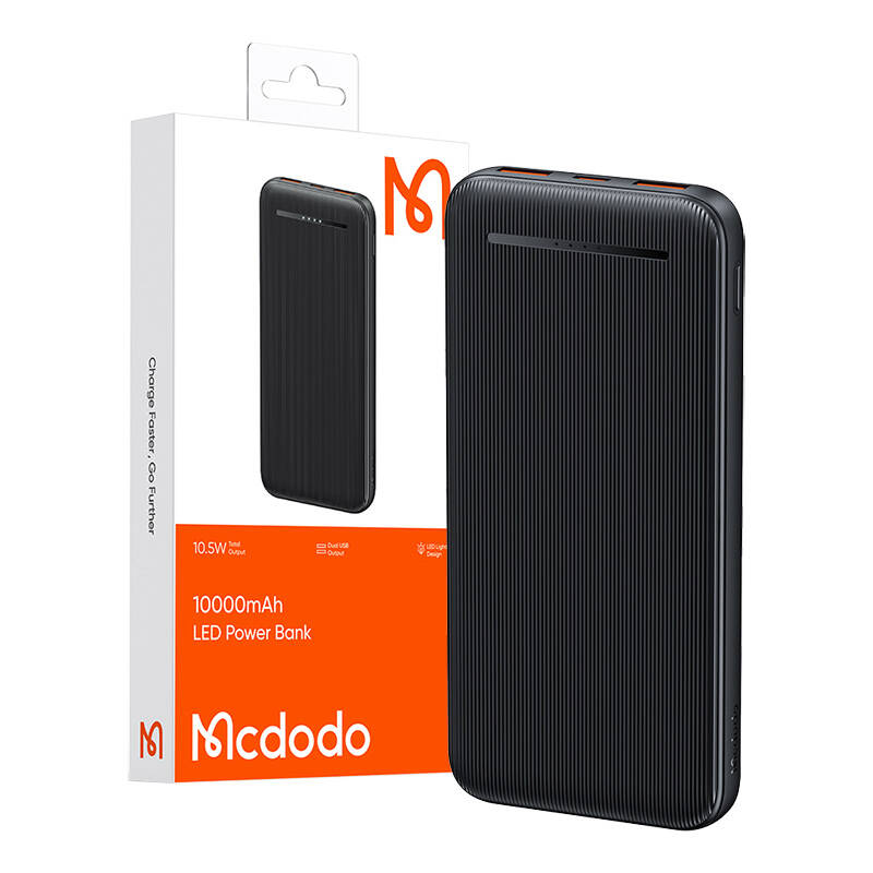 Mcdodo LED 10000 mAh Dual USB Power Bank / بور بانك (10000 ميلي أمبير) بمنفذين (يو أس بي) من مكدودو