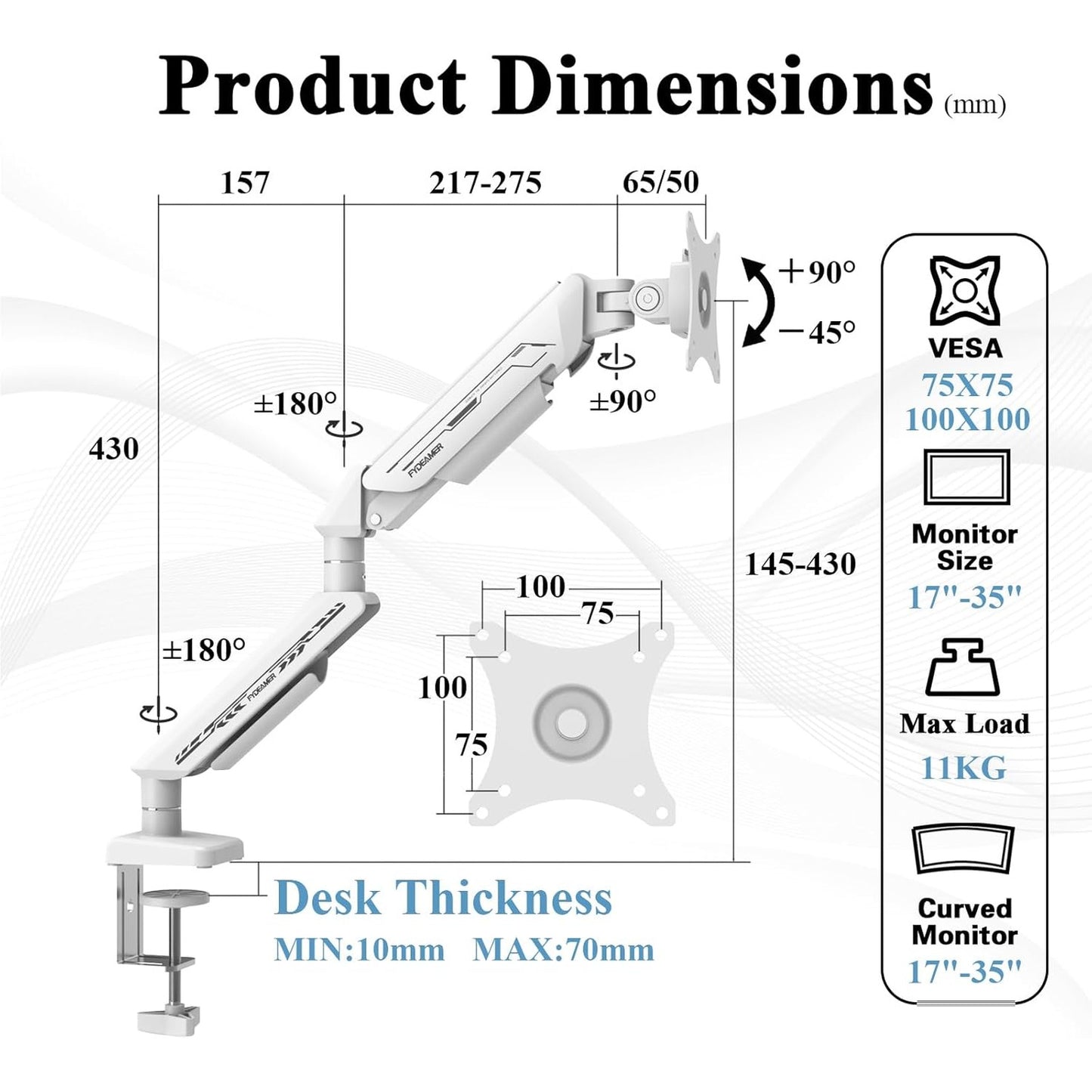 Fydeamer PC Monitor Arm for 17-35 inch