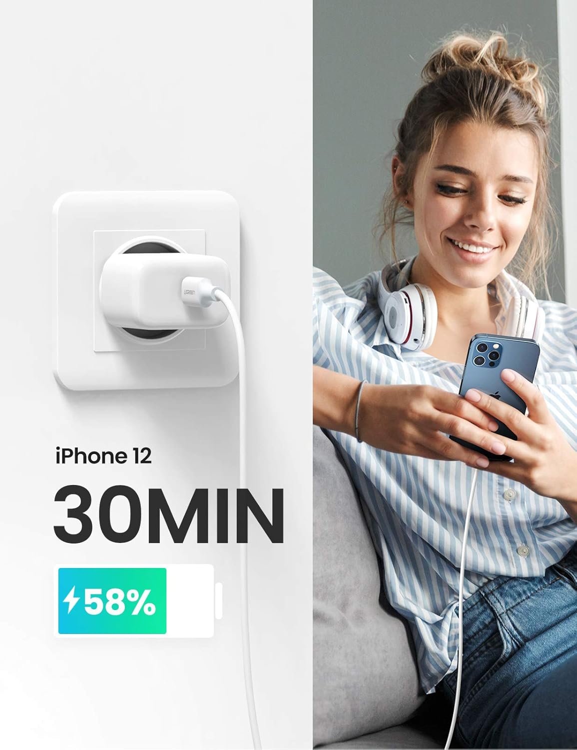Ugreen USB-C 20W Mini Wall Charger / شاحن (تايب-سي) بقدرة (20واط) من يوجرين