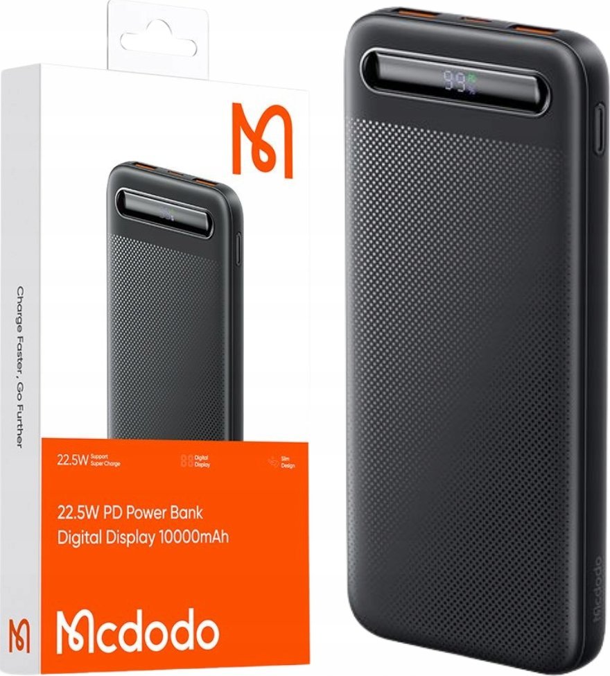 Mcdodo Digital Display 10000mAh 22.5W Power Bank /. بوربانك بشاشة رقمية (10000ميلي أمبير) وقدرة (22.5واط) من مكدودو