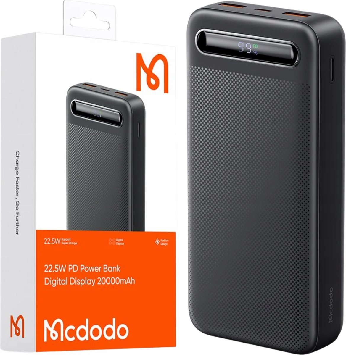 Mcdodo Digital Display 20000mAh 22.5W Power Bank /  بوربانك بشاشة رقمية (20000 ميلي أمبير) وقدرة (22.5واط) من مكدودو