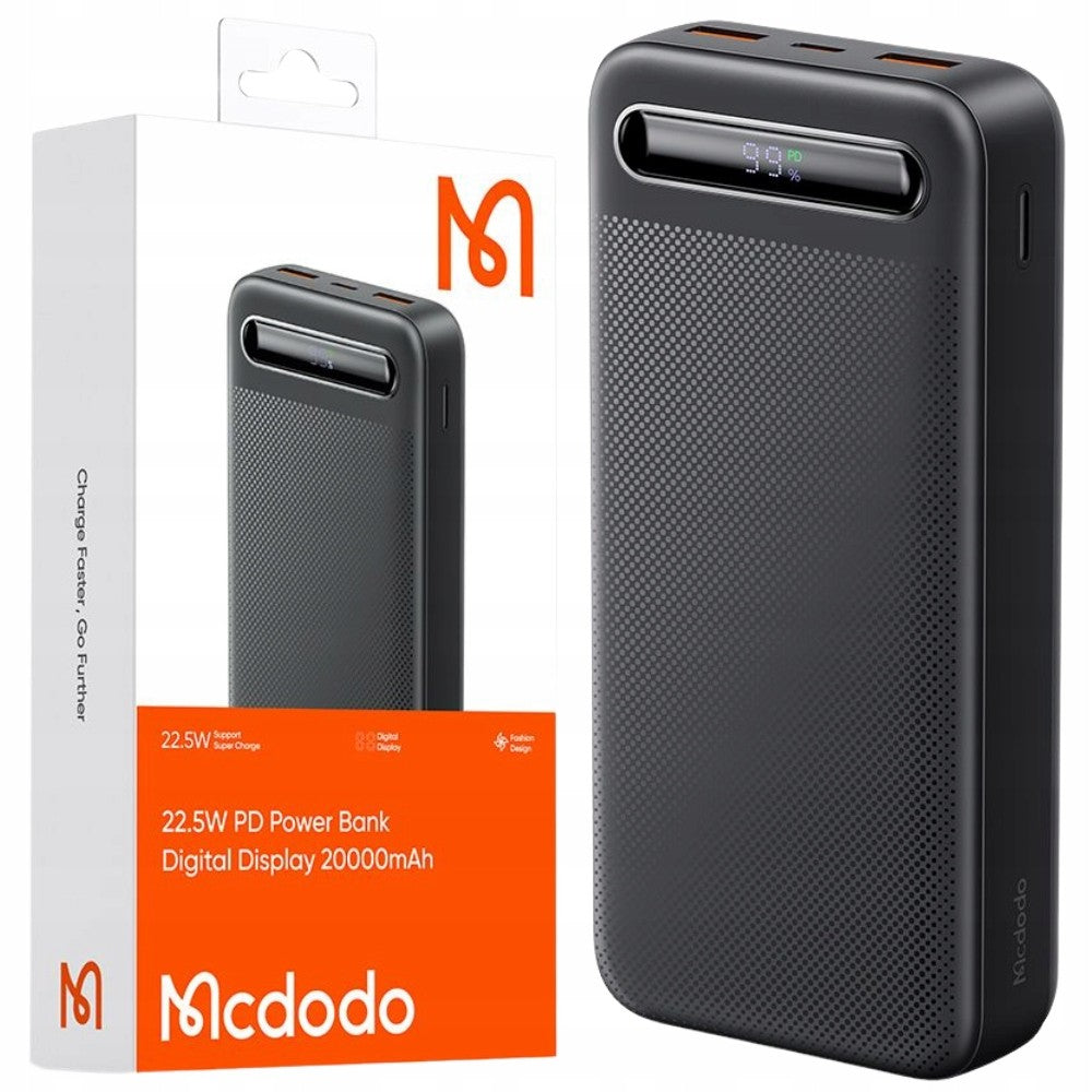 Mcdodo Digital Display 20000mAh 22.5W Power Bank /  بوربانك بشاشة رقمية (20000 ميلي أمبير) وقدرة (22.5واط) من مكدودو