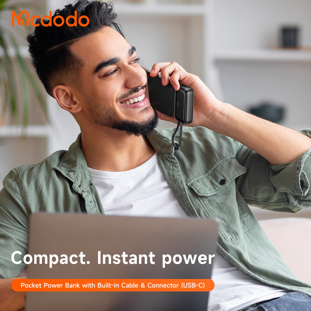 Mcdodo Pocket Power Bank with Built in Cable & Connector /  بوربانك بحجم الجيب (5000 ميلي أمبير) بمنافذ مدمجة من مكدودو