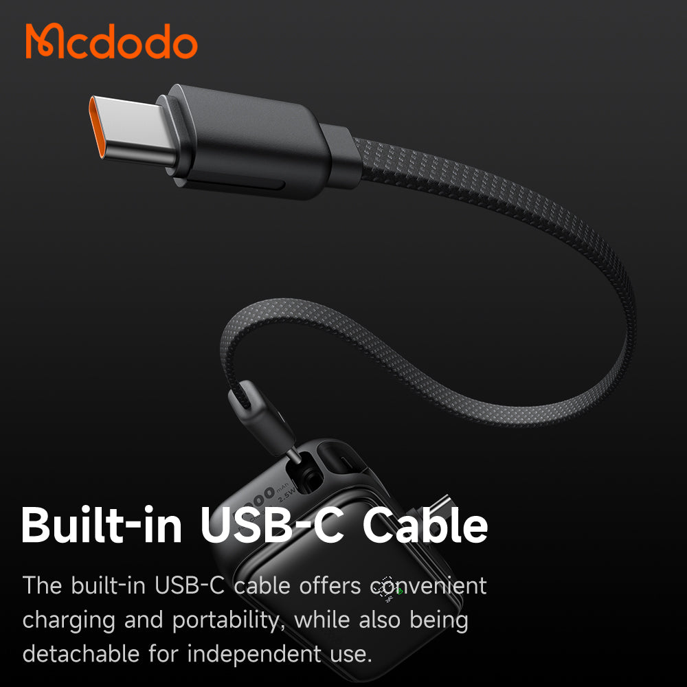 Mcdodo Pocket Power Bank with Built in Cable & Connector /  بوربانك بحجم الجيب (5000 ميلي أمبير) بمنافذ مدمجة من مكدودو