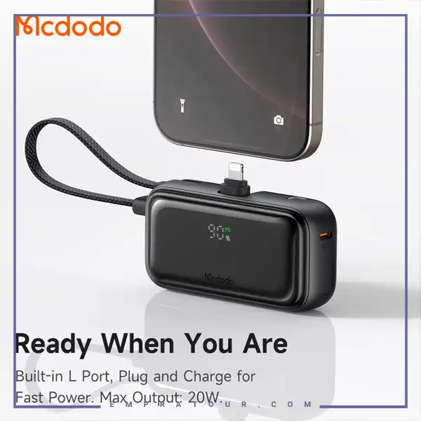 Mcdodo Pocket Power Bank with Built in Cable & Connector /  بوربانك بحجم الجيب (5000 ميلي أمبير) بمنافذ مدمجة من مكدودو