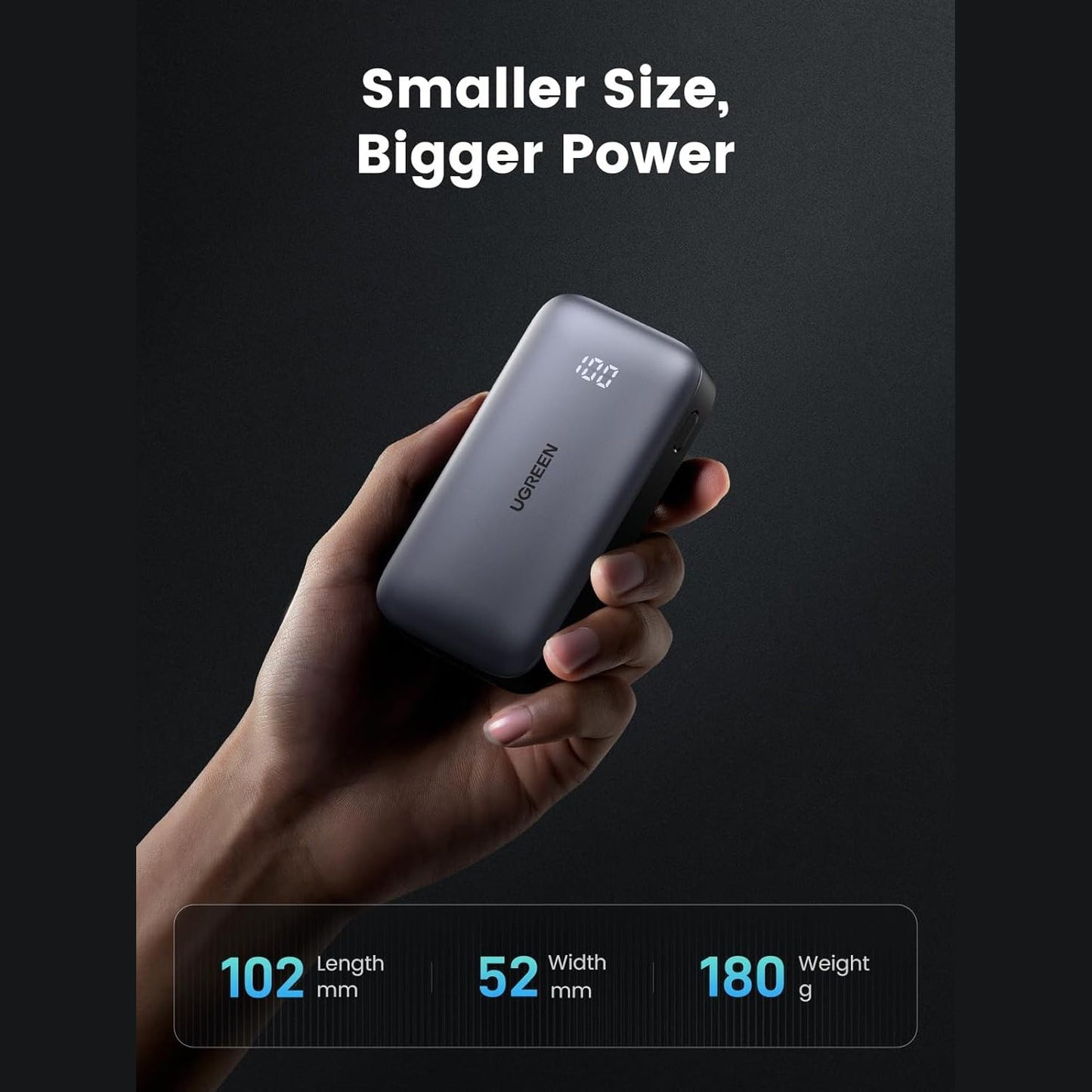 UGreen 30W Dual Port 10000mAh Ultra Slim Quick Charging PowerBank /. بور بانك (١٠٠٠٠ ميللي أمبير) من يوجرين