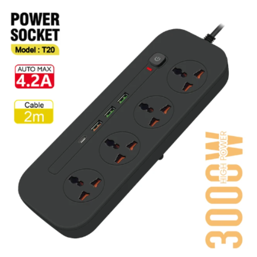Power Socket T20 3000W Cable 2m