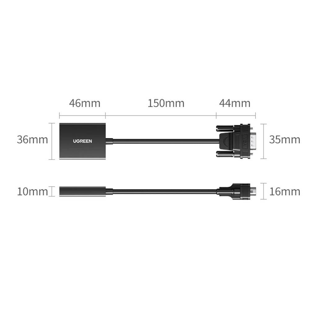 Ugreen VGA (male)  to HDMI (female) Adapter / محول شاشة الكمبيوتر القديمة إلى شاشة عالية الجودة من يوجرين